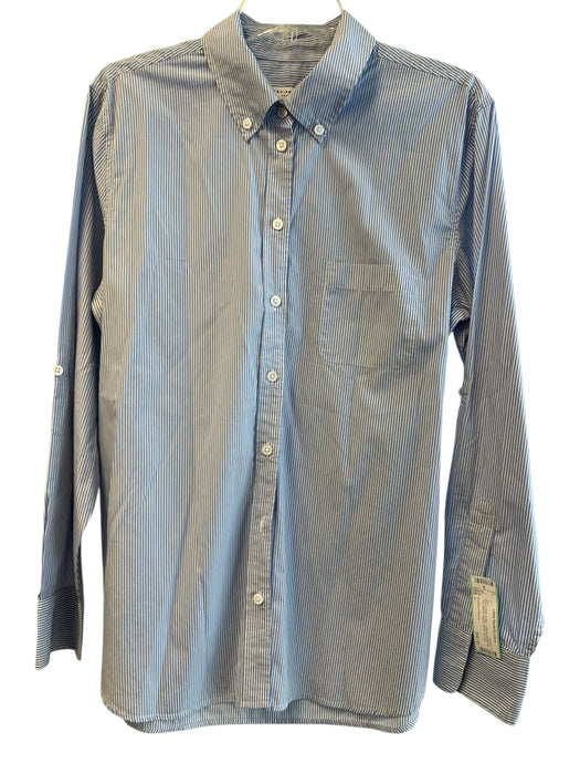 Equipment Femme Size L Blue & White Cotton Collared Button Up Long Sleeve Top Blue & White / L