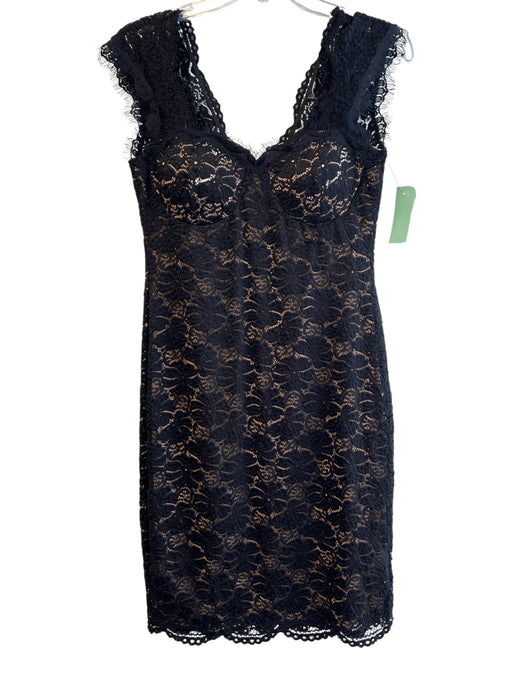 Reina Diaz Size Est L Black & Nude Nylon Blend Sweetheart Neckline Dress Black & Nude / Est L