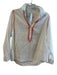 Sigrid Olsen Size M White & Coral Cotton Collared V Neck 3/4 Button Top White & Coral / M