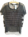 Lilith Size M Black Cotton Round Neck Sheer Mesh Gathered short sleeve Top Black / M