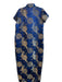Isrida Size XL Blue & Gold No Fabric Tag Brocade Mandarin Collar Side Slit Dress Blue & Gold / XL