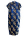 Isrida Size XL Blue & Gold No Fabric Tag Brocade Mandarin Collar Side Slit Dress Blue & Gold / XL