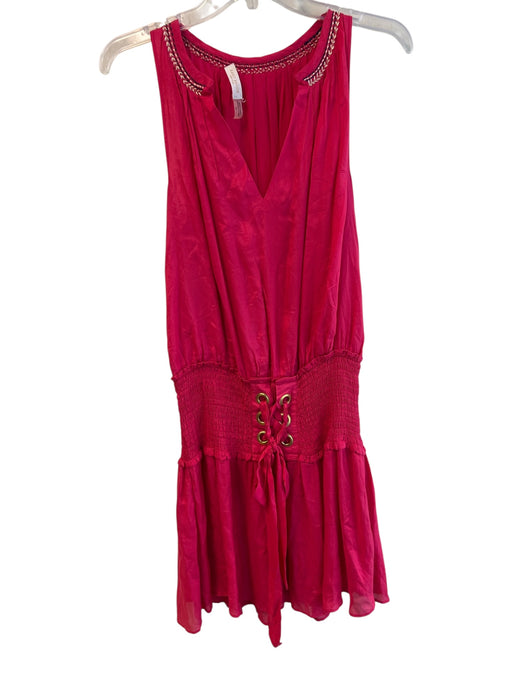 Ramy Brook Size M Pink Polyester & Viscose Sleeveless Gold Hardware V Neck Dress Pink / M
