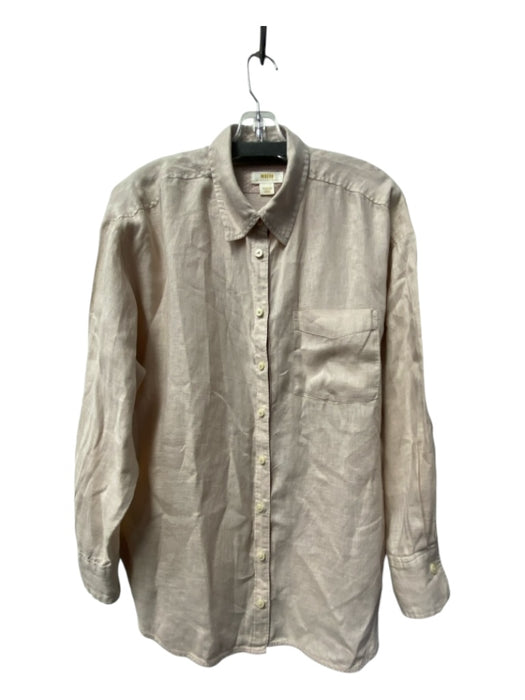 Maeve Size Medium Light Tan Linen Collared Long Sleeve Button Down Top Light Tan / Medium