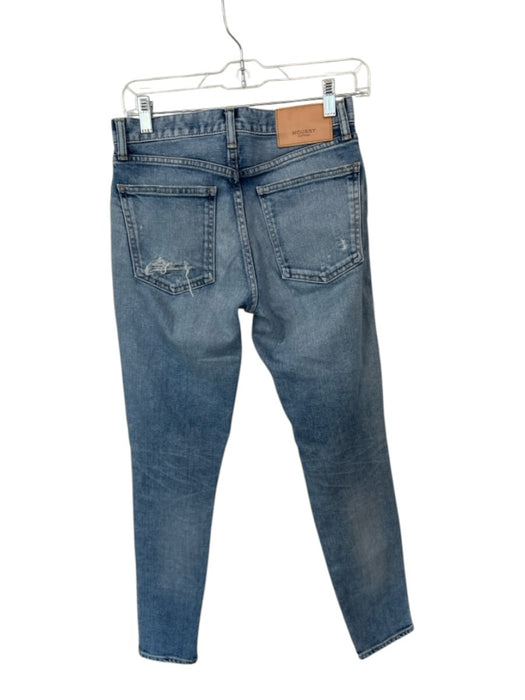 Moussy Size 25 Med Light Wash Cotton Blend Mid Rise Distressed Jeans Med Light Wash / 25
