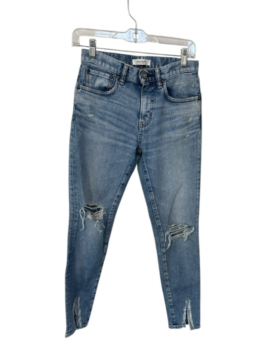 Moussy Size 25 Med Light Wash Cotton Blend Mid Rise Distressed Jeans Med Light Wash / 25