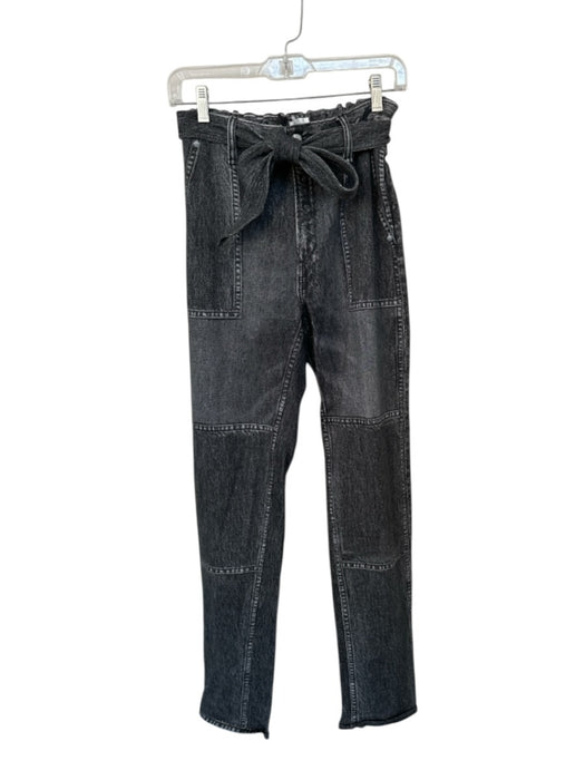 Rag & Bone Size XS Charcoal Cotton High Waist Denim Print Belted Jeans Charcoal / XS