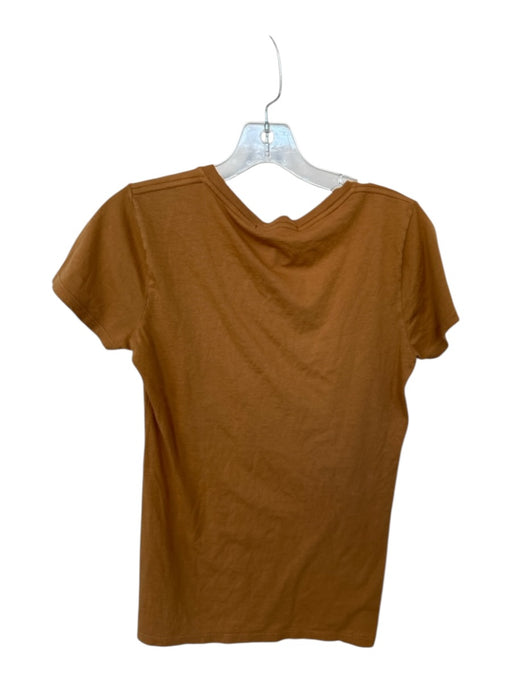 Nili Lotan Size XS Rust Supima Cotton Short Sleeve V Neck Top Rust / XS