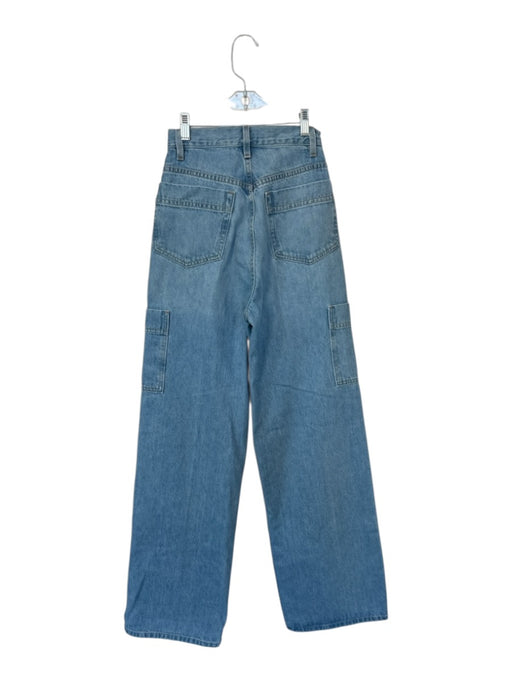 Frame Size 24 Light Wash Cotton High Waist Cargo Wide Leg Jeans Light Wash / 24