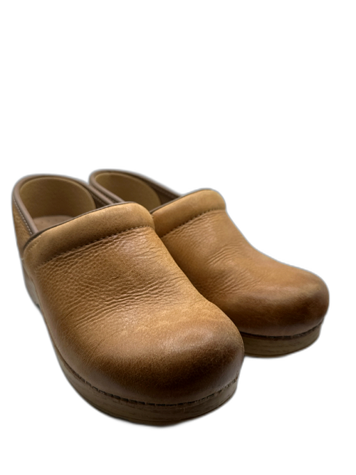 Dansko Shoe Size 37 Light Brown Leather Faux Wood Clogs Light Brown / 37