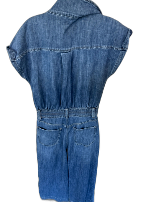 Joe's Size M Med Dark Wash Cotton Cap Sleeve Button Down Wide Leg Denim Jumper Med Dark Wash / M