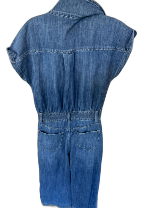 Joe's Size M Med Dark Wash Cotton Cap Sleeve Button Down Wide Leg Denim Jumper Med Dark Wash / M
