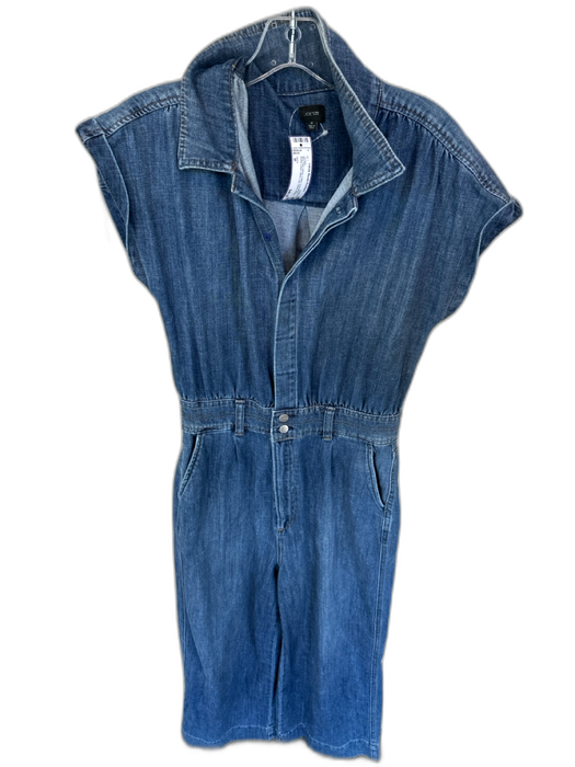 Joe's Size M Med Dark Wash Cotton Cap Sleeve Button Down Wide Leg Denim Jumper Med Dark Wash / M