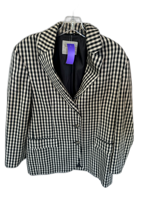 Everlane Size 2 Taupe & Black Cotton Blend Checkered 3 Buttons Oversize Jacket Taupe & Black / 2
