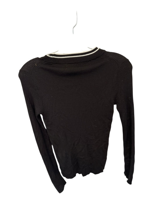Madewell Size S Black & White Merino Wool Striped Collar Long Sleeve Ribbed Top Black & White / S