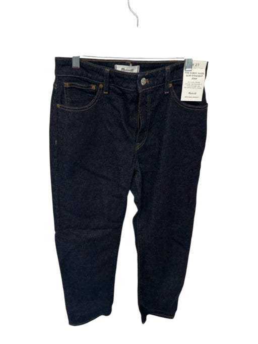 Madewell Size 27 Dark Wash Cotton Denim Button Mid Rise Straight Leg Jeans Dark Wash / 27