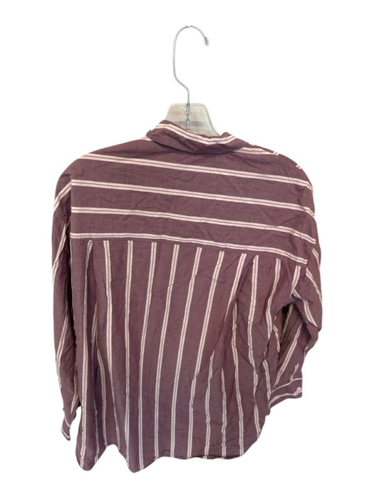 Madewell Size XS Mauve Cotton Stripe Button Up Collar front pocket Top Mauve / XS