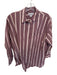 Madewell Size XS Mauve Cotton Stripe Button Up Collar front pocket Top Mauve / XS