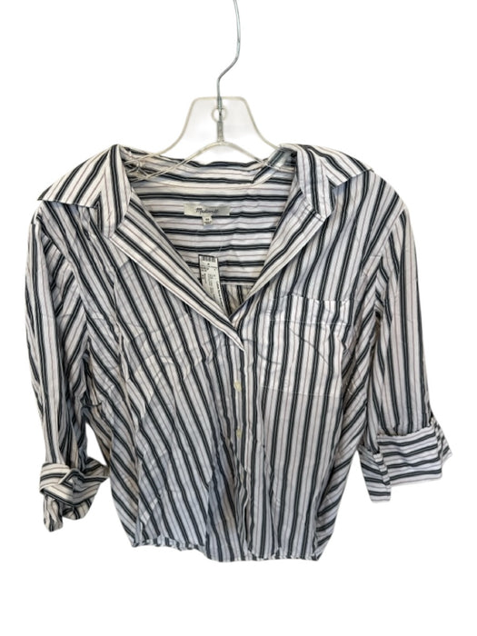Madewell Size XS Multi Cotton Stripe Button Up Collar front pocket Top Multi / XS