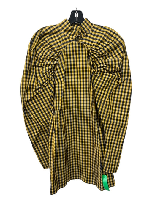 ROTATE BIRGER CHRISTENSEN Size XS/36 Yellow & Black Polyester Gingham Mini Dress Yellow & Black / XS/36