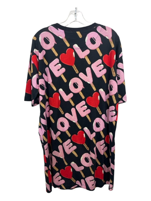 Love Moschino Size 4 Black & Pink Cotton Crew Neck Short Sleeve Love Dress Black & Pink / 4