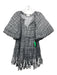 Aje. Size 8 Black & White Cotton V Neck Plaid Raw Hem Puff Sleeve Dress Black & White / 8