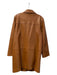 LNR Size L Tan Leather Collared Button Front Side Pockets Long Sleeve Coat Tan / L