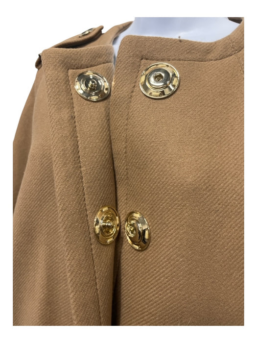 Burberry Size 10 Camel Brown Wool Blend Button Up Gold Hardware Pockets Coat Camel Brown / 10