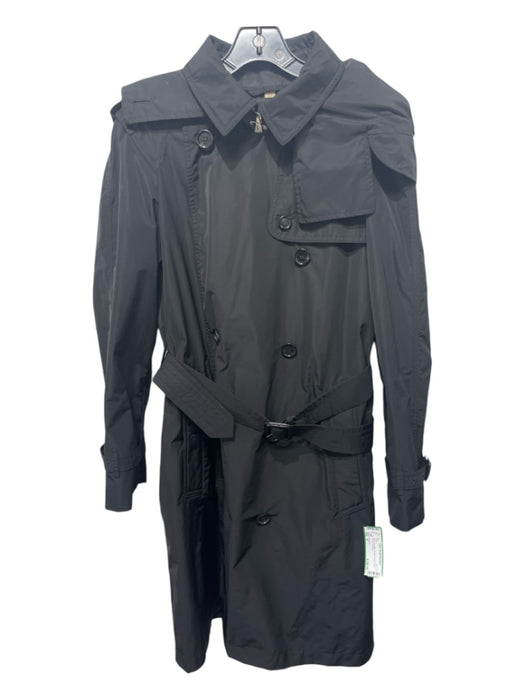 Burberry Size 10 Black Polyester Double Breast Hood Trench Coat Black / 10