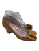 Miu Miu Shoe Size 36.5 Tan Brown Patent Leather Peep Toe Bow Block Heel Pumps Tan Brown / 36.5