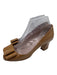 Miu Miu Shoe Size 36.5 Tan Brown Patent Leather Peep Toe Bow Block Heel Pumps Tan Brown / 36.5