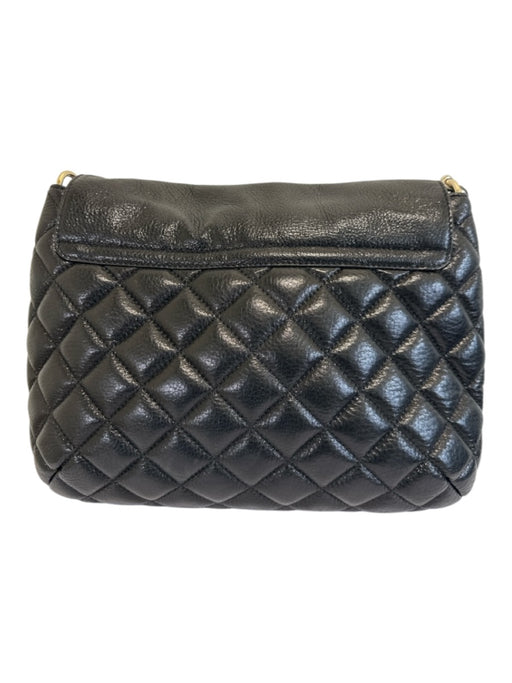 Kate Spade Black & Gold Tone Leather Quilted Flap Top Turnlock Shoulder Bag Black & Gold Tone