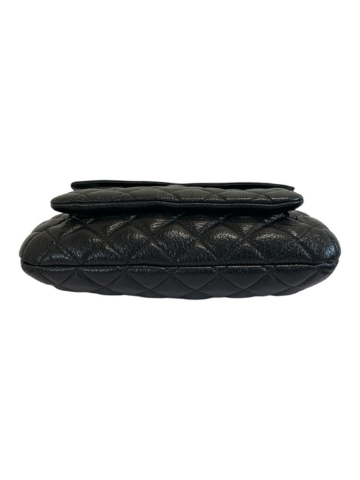 Kate Spade Black & Gold Tone Leather Quilted Flap Top Turnlock Shoulder Bag Black & Gold Tone