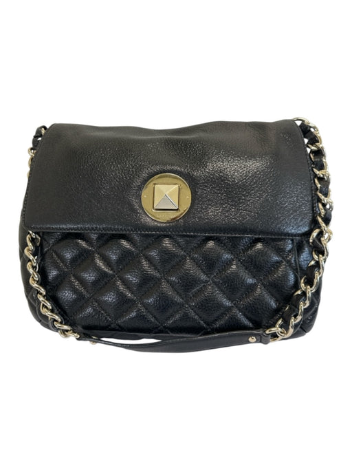 Kate Spade Black & Gold Tone Leather Quilted Flap Top Turnlock Shoulder Bag Black & Gold Tone