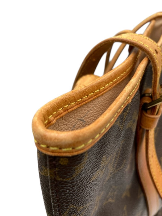 Louis Vuitton Brown Coated Canvas Monogram Leather Trim Bucket Shoulder Bag Brown / GM