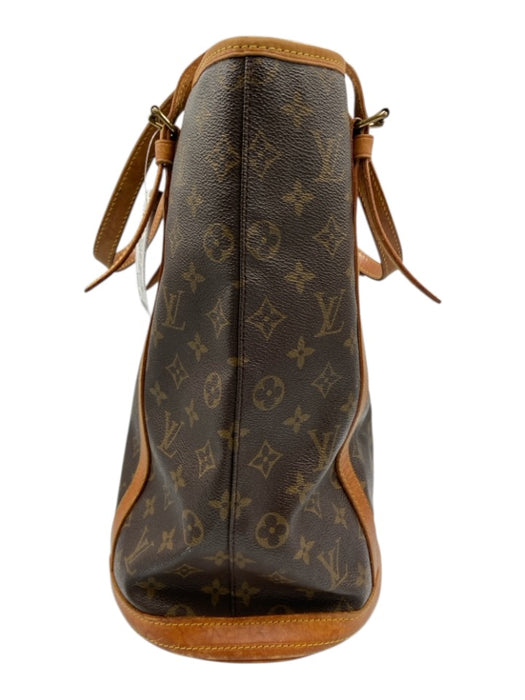Louis Vuitton Brown Coated Canvas Monogram Leather Trim Bucket Shoulder Bag Brown / GM