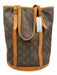 Louis Vuitton Brown Coated Canvas Monogram Leather Trim Bucket Shoulder Bag Brown / GM