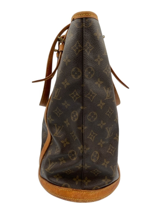Louis Vuitton Brown Coated Canvas Monogram Leather Trim Bucket Shoulder Bag Brown / GM