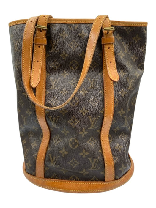 Louis Vuitton Brown Coated Canvas Monogram Leather Trim Bucket Shoulder Bag Brown / GM