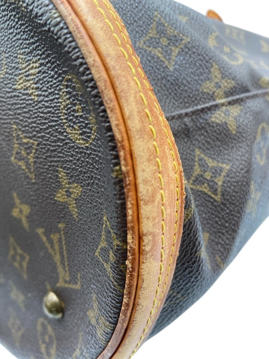 Louis Vuitton Brown Coated Canvas Monogram Leather Trim Bucket Shoulder Bag Brown / GM