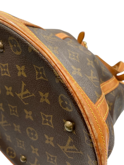 Louis Vuitton Brown Coated Canvas Monogram Leather Trim Bucket Shoulder Bag Brown / GM