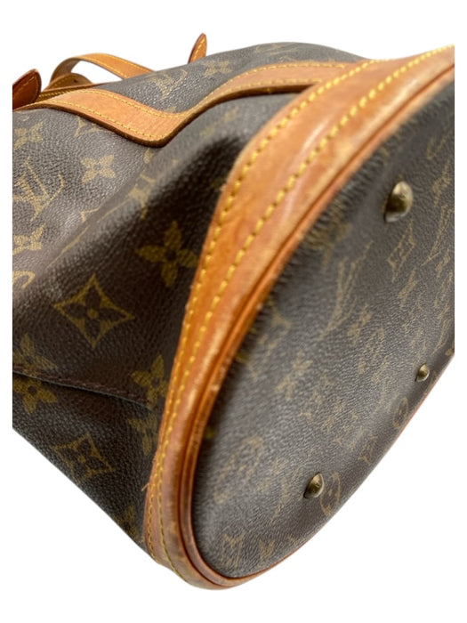 Louis Vuitton Brown Coated Canvas Monogram Leather Trim Bucket Shoulder Bag Brown / GM