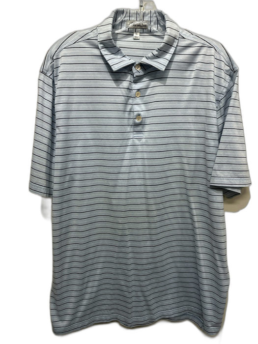 Peter Millar Size XL Light Blue & White Cotton Blend Striped Polo Short Sleeve Light Blue & White / XL