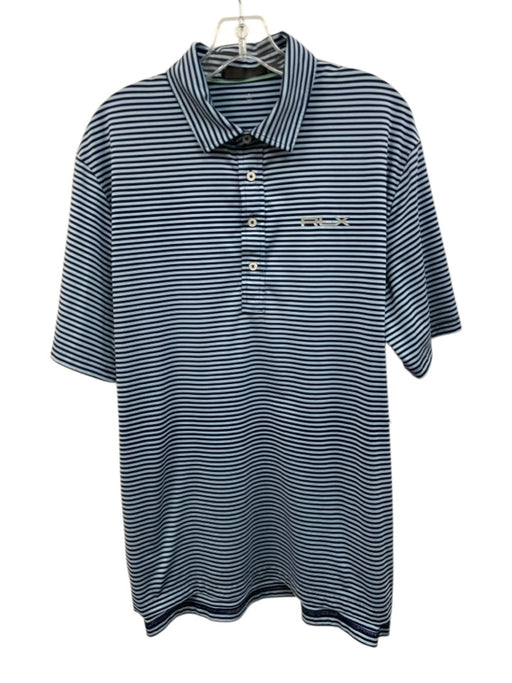 RLX Size Est M Navy & Light Blue Synthetic Striped Polo Men's Short Sleeve Navy & Light Blue / Est M