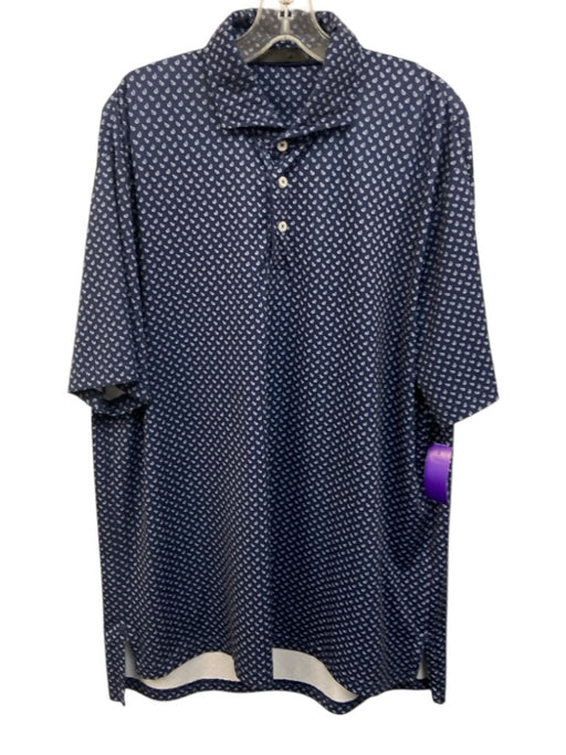 RLX Size Est L Navy Synthetic Paisley Polo Athleisure Men's Short Sleeve Navy / Est L
