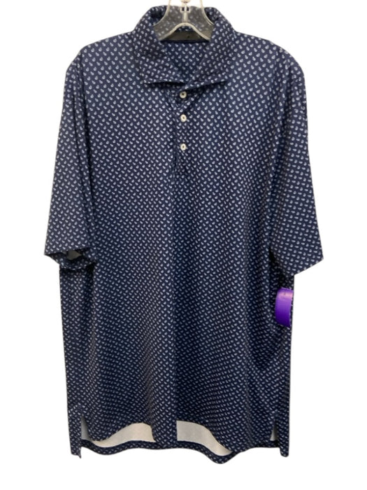 RLX Size Est L Navy Synthetic Paisley Polo Athleisure Men's Short Sleeve Navy / Est L