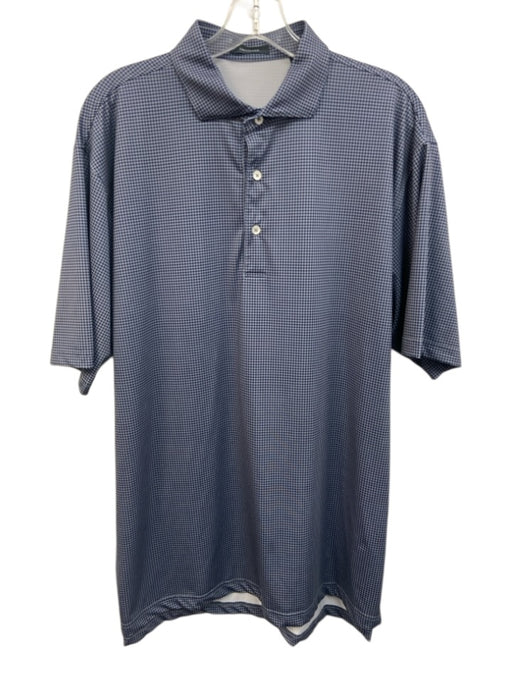 Turtleson Size L Gray & Blue Synthetic Micro Polo Athleisure Men's Short Sleeve Gray & Blue / L
