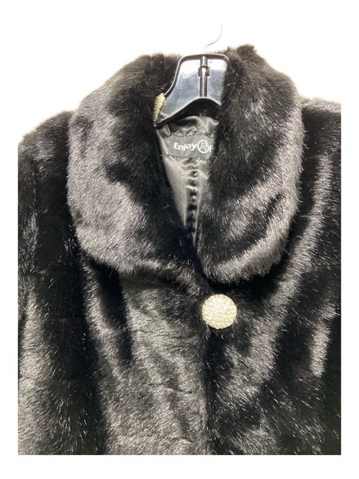 Enjoy Fur Size XS Black Modacrylic Rhinestone Buttons Floor Length Coat Black / XS