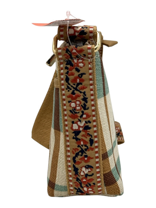 Spartina Beige & Aqua Canvas Plaid Crossbody Bag Beige & Aqua / Small