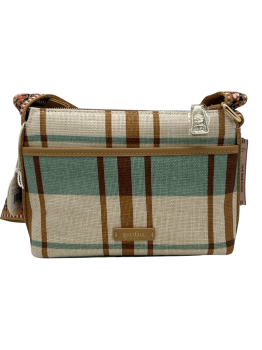 Spartina Beige & Aqua Canvas Plaid Crossbody Bag Beige & Aqua / Small